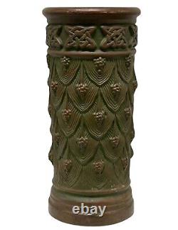 Rare Arts & Crafts Era Peters and Reed Pottery Moss Aztec Umbrella Stand Vase