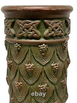 Rare Arts & Crafts Era Peters and Reed Pottery Moss Aztec Umbrella Stand Vase