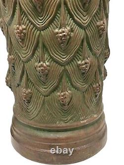 Rare Arts & Crafts Era Peters and Reed Pottery Moss Aztec Umbrella Stand Vase