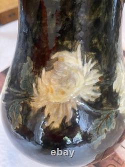 Rare Charles Volkmar CHRYSANTHEMUM FLOWERS VOLKMAR American Art Pottery Vase