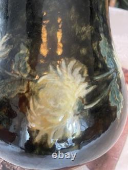 Rare Charles Volkmar CHRYSANTHEMUM FLOWERS VOLKMAR American Art Pottery Vase