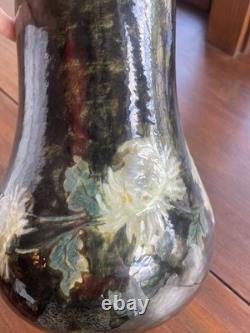 Rare Charles Volkmar CHRYSANTHEMUM FLOWERS VOLKMAR American Art Pottery Vase