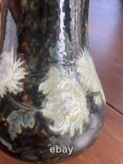 Rare Charles Volkmar CHRYSANTHEMUM FLOWERS VOLKMAR American Art Pottery Vase