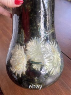 Rare Charles Volkmar CHRYSANTHEMUM FLOWERS VOLKMAR American Art Pottery Vase