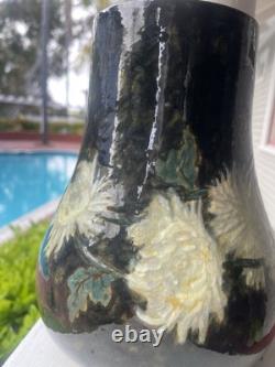 Rare Charles Volkmar CHRYSANTHEMUM FLOWERS VOLKMAR American Art Pottery Vase