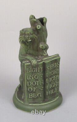 Rare Cowan Pottery Arts Crafts Rowfant Groundhog Candlestick Holder 1925 Green