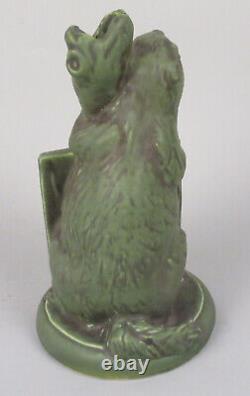 Rare Cowan Pottery Arts Crafts Rowfant Groundhog Candlestick Holder 1925 Green