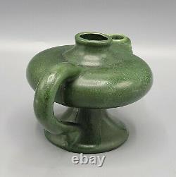 Rare Hampshire Pottery Arts & Crafts oil lamp #79 Matte Green