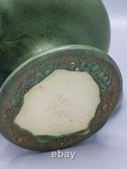 Rare Hampshire Pottery Arts & Crafts oil lamp #79 Matte Green