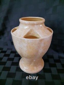 Rare Houghton Pottery Dalton, Ohio Arts & Crafts Cut Out Style Vase, EUC