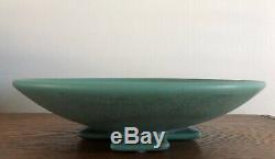 Rare Large Teco Pottery Matte Green Prairie Arts & Crafts Footed Bowl Shape 340
