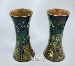 Rare Pair Vases Brannam Barnstaple Barum Arts & Crafts Pottery Art Nouveau 1901