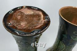 Rare Pair Vases Brannam Barnstaple Barum Arts & Crafts Pottery Art Nouveau 1901