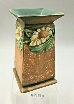 Rare Roseville Arts & Crafts Dahlrose Square Column Vase Ca1928 #419-6