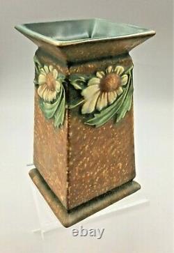 Rare Roseville Arts & Crafts Dahlrose Square Column Vase Ca1928 #419-6