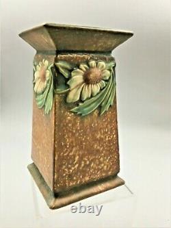 Rare Roseville Arts & Crafts Dahlrose Square Column Vase Ca1928 #419-6