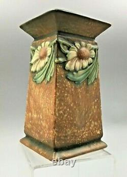 Rare Roseville Arts & Crafts Dahlrose Square Column Vase Ca1928 #419-6