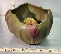Rare Vintage Van Briggle Art Pottery Tulip Bowl/Vase Withfrog
