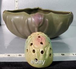 Rare Vintage Van Briggle Art Pottery Tulip Bowl/Vase Withfrog