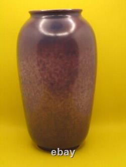Rare Vtg Ruskin England Purple Plum Art Pottery Vase Mottled Glaze 1920 England