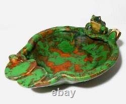 Rare Weller Arts & Crafts Signed Early 20th C Vint Cer Frog Bowl, Mottled Glaze