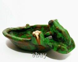 Rare Weller Arts & Crafts Signed Early 20th C Vint Cer Frog Bowl, Mottled Glaze