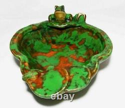 Rare Weller Arts & Crafts Signed Early 20th C Vint Cer Frog Bowl, Mottled Glaze