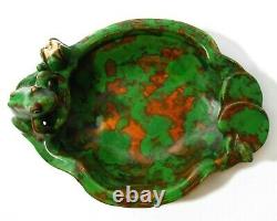 Rare Weller Arts & Crafts Signed Early 20th C Vint Cer Frog Bowl, Mottled Glaze