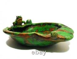 Rare Weller Arts & Crafts Signed Early 20th C Vint Cer Frog Bowl, Mottled Glaze