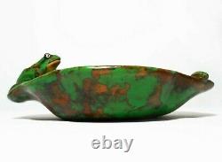 Rare Weller Arts & Crafts Signed Early 20th C Vint Cer Frog Bowl, Mottled Glaze