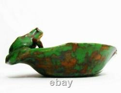 Rare Weller Arts & Crafts Signed Early 20th C Vint Cer Frog Bowl, Mottled Glaze