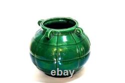 Retro Small Pottery Arts Crafts Green Signed Vase Ceramics Art Collectibles