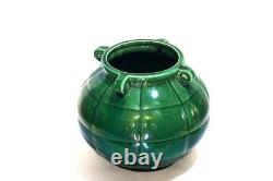 Retro Small Pottery Arts Crafts Green Signed Vase Ceramics Art Collectibles