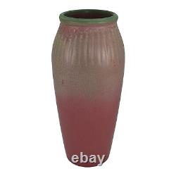 Rookwood 1905 Vintage Arts And Crafts Pottery Matte Green Over Rose Vase 1121B