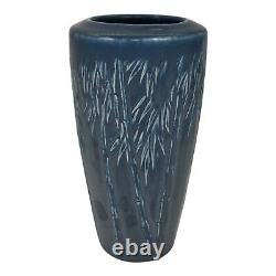 Rookwood 1921 Vintage Arts And Crafts Pottery Blue Ceramic Bamboo Tree Vase 1895