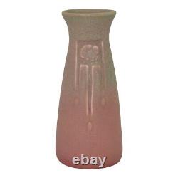 Rookwood 1922 Vintage Arts And Crafts Pottery Matte Green Pink Ceramic Vase 2125