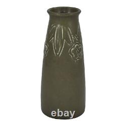 Rookwood 1924 Vintage Arts And Crafts Pottery Dark Matte Green Flower Vase 2108