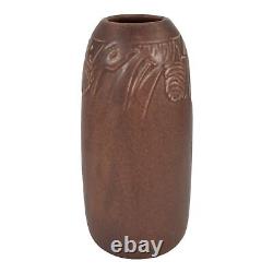 Rookwood 1924 Vintage Arts And Crafts Pottery Matte Brown Pine Cone Vase 1889