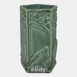 Rookwood 1935 Vintage Arts And Crafts Pottery Green Ceramic Crow Rook Vase 1795