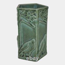Rookwood 1935 Vintage Arts And Crafts Pottery Green Ceramic Crow Rook Vase 1795
