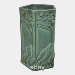 Rookwood 1935 Vintage Arts And Crafts Pottery Green Ceramic Crow Rook Vase 1795