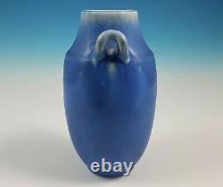 Rookwood Art Pottery 1923 Arts & Crafts Style Handled Vase 77C Blue Drip Glaze