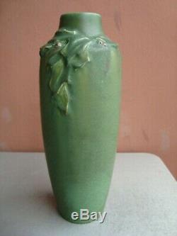 Rookwood Arts & Crafts Hand Modeled Matte Green 12 Holly Vase 1905 Sally Toohey