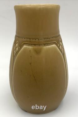 Rookwood Arts Crafts Vase XIX 1919 #1825 Brown Tan Geometric Design