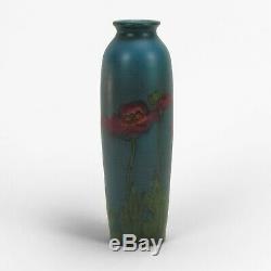 Rookwood Pottery 10 blue green wax matte red poppy vase 1926 Arts & Crafts SEC