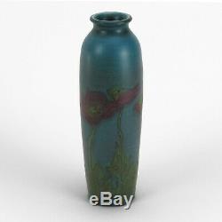 Rookwood Pottery 10 blue green wax matte red poppy vase 1926 Arts & Crafts SEC