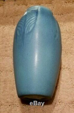 Rookwood Pottery 1917 Cabinet Vase 2402 Peacock Feather Matte Blue Arts & Crafts