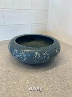 Rookwood Pottery 1921 Arts and Crafts Mottled Matte Blue bowl style #2534