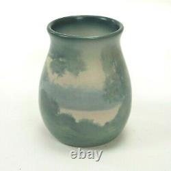 Rookwood Pottery 4.5 S. E. Coyne scenic matte vellum blue green arts & crafts