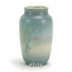 Rookwood Pottery 5 3/8 ETH uncrazed lake scenic vellum blue green arts & crafts